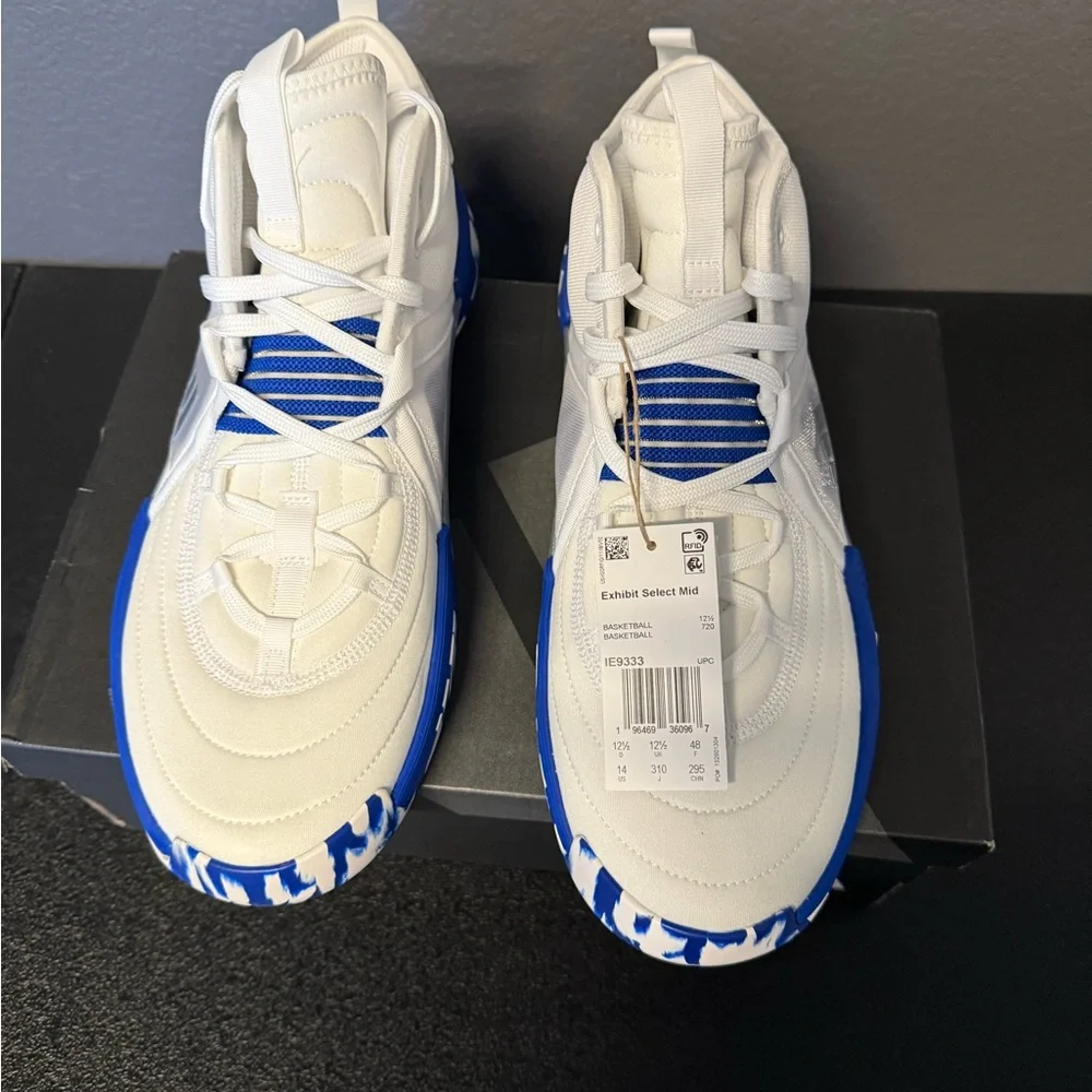 Adidas Exhibit Select Mid Women’s Basketball Shoes – White/Royal Blue (Size 14 - Picture 10 of 13